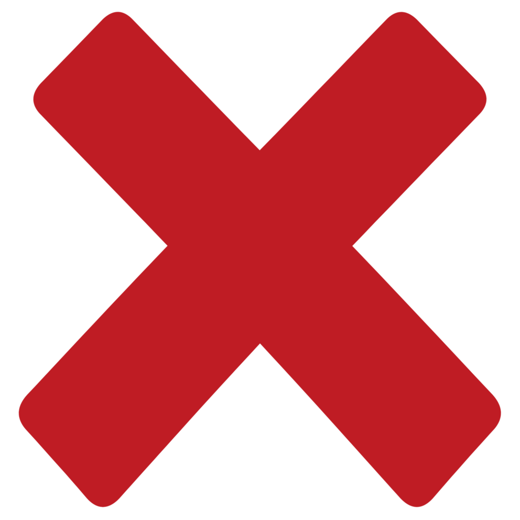 A red cross mark or X mark