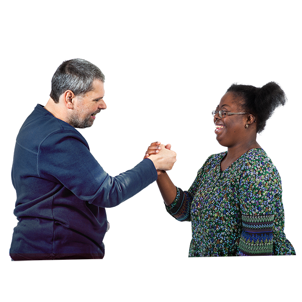 A handshake between a man and a woman