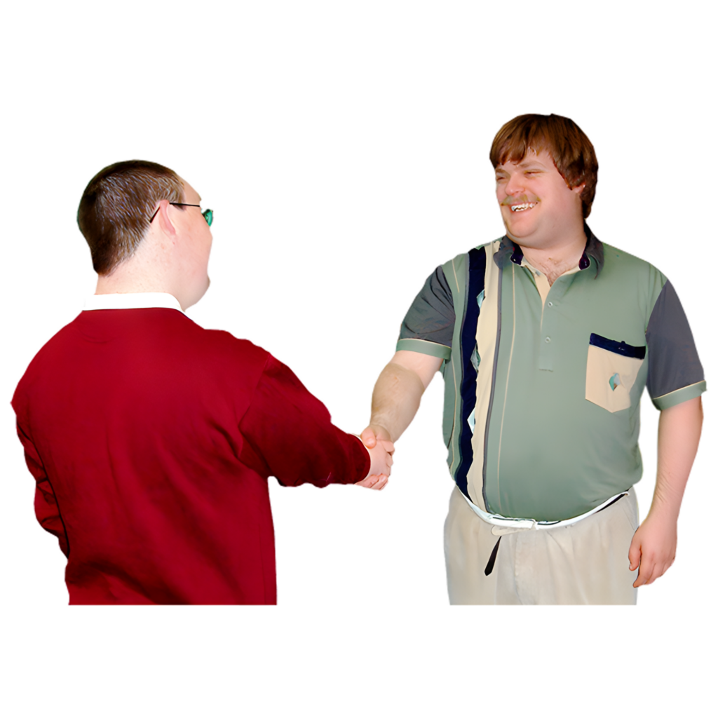 Two men shaking hands.