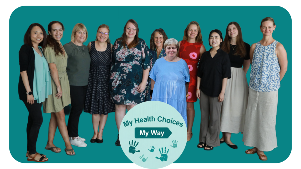A group of 11 women with the logo of the My Health Choices My Way in the middle