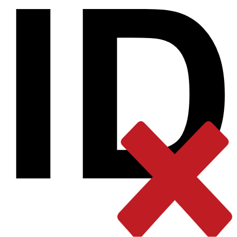 Letters ID together and a cross mark