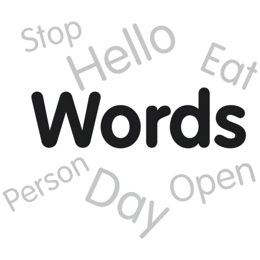 The word 'Words' in the center, surrounded by several other words.